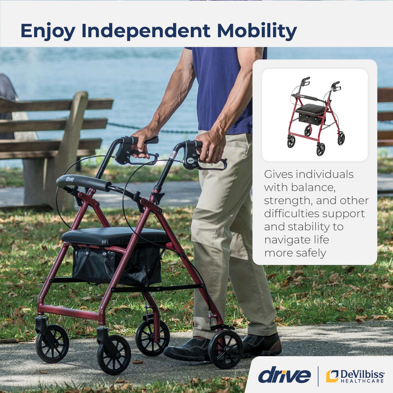 Foto 2 | Rollator Drive Medical De Aluminio Plegable Con Respaldo - Venta Internacional.