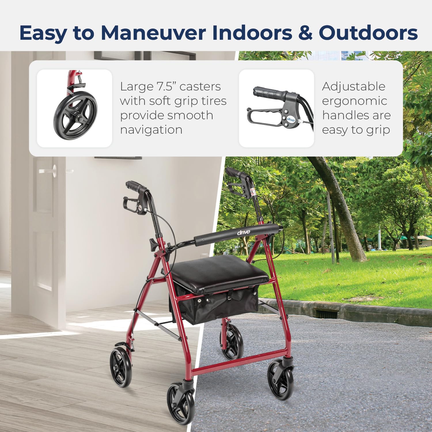 Foto 4 pulgar | Rollator Drive Medical De Aluminio Plegable Con Respaldo - Venta Internacional.