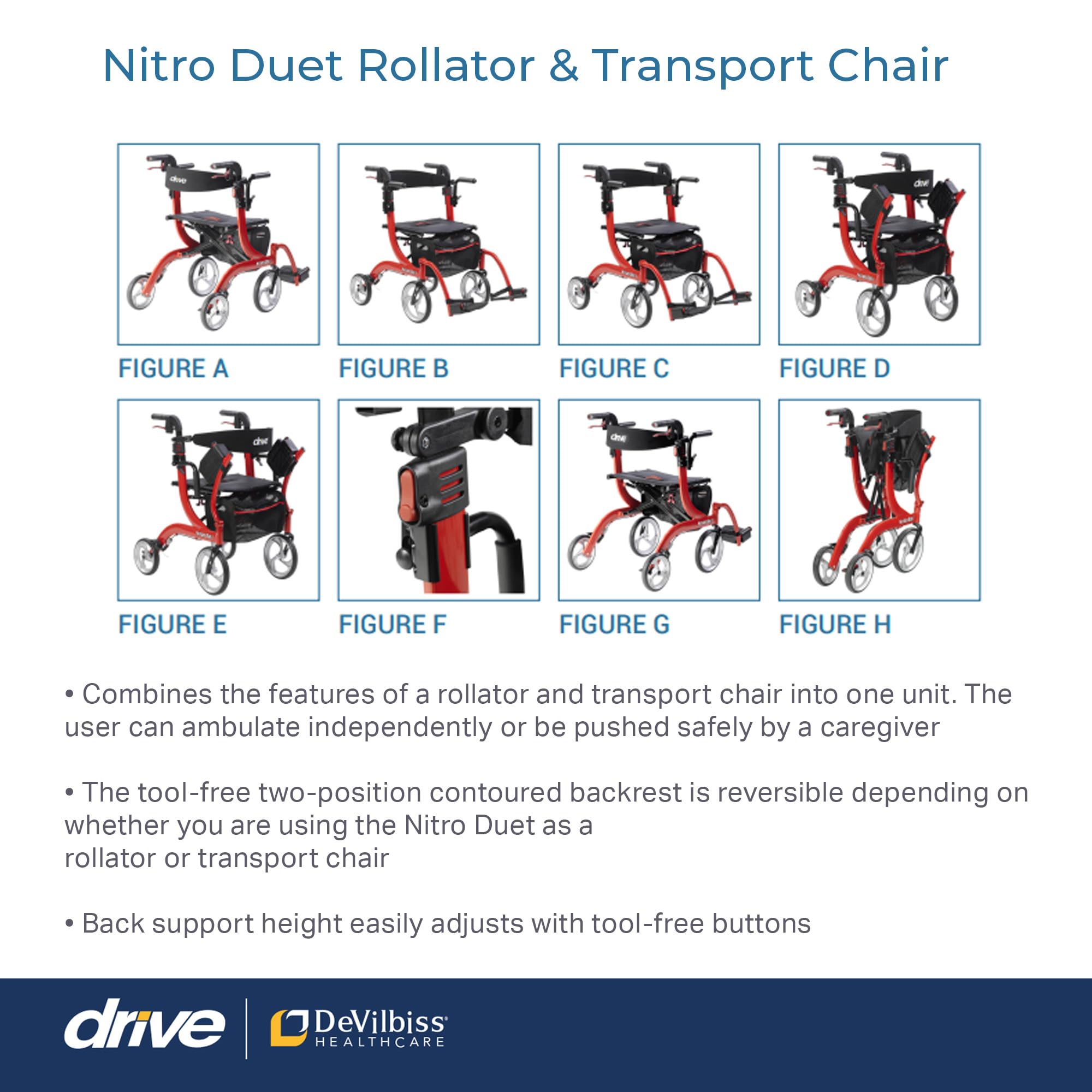 Foto 7 pulgar | Silla De Ruedas Y Andador De Transporte Combo Drive Medical Nitro - Venta Internacional.
