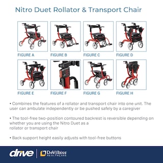 Foto 6 | Silla De Ruedas Y Andador De Transporte Combo Drive Medical Nitro - Venta Internacional.