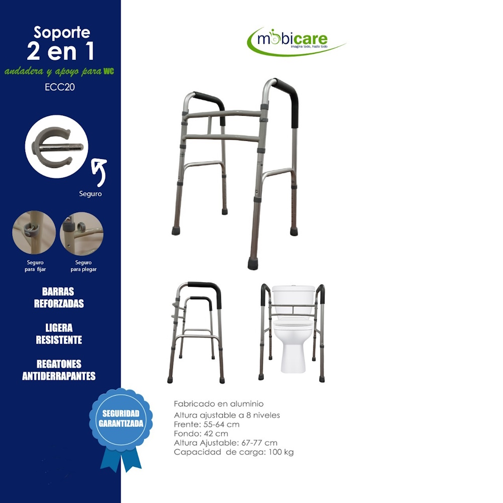 Foto 3 pulgar | Soporte Andadera Mobicare Aluminio Apoyo Wc C/8 Niveles