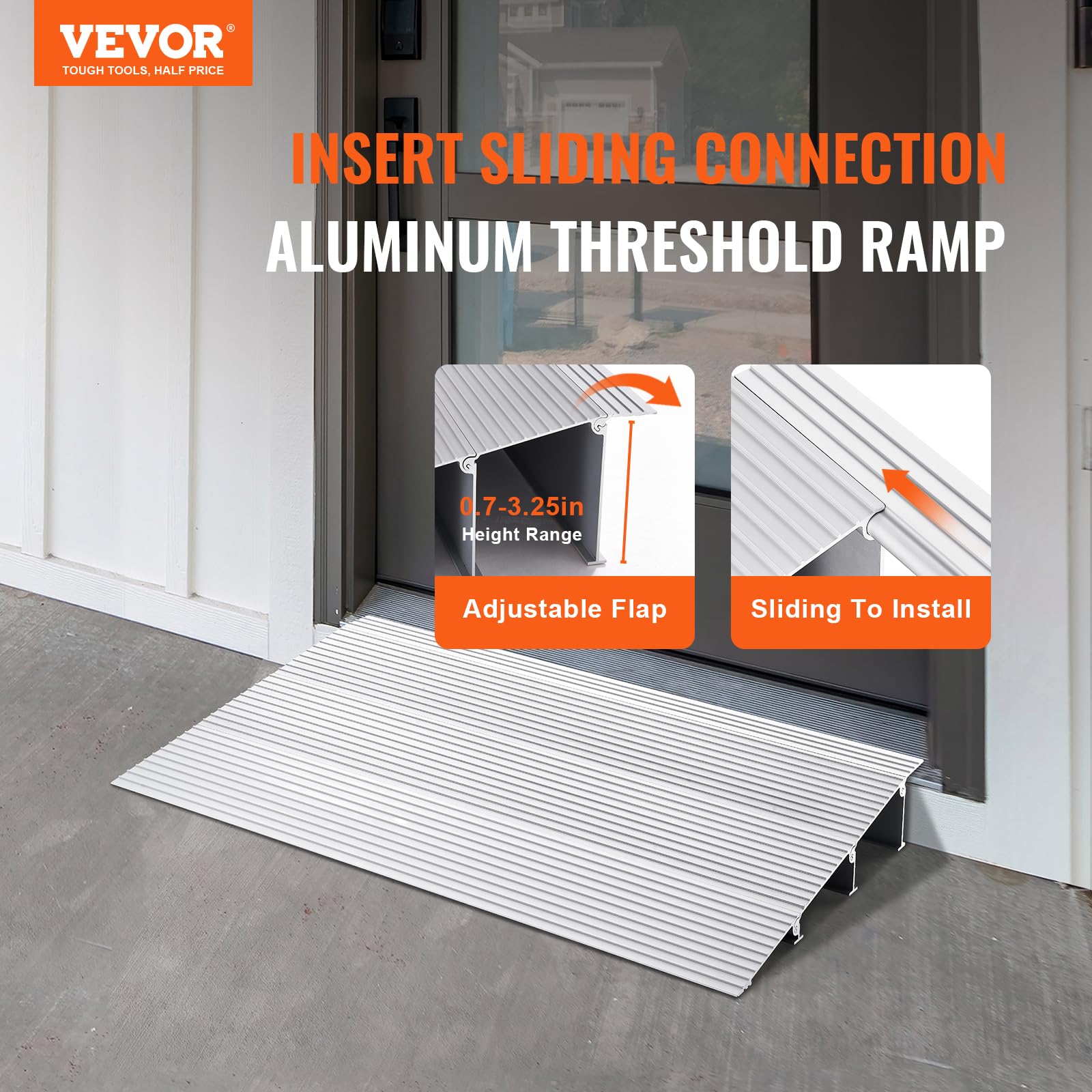 Foto 3 pulgar | Rampa De Umbral Para Puerta Vevor 3 Rise, Aluminio, Capacidad De 360 Kg - Venta Internacional.
