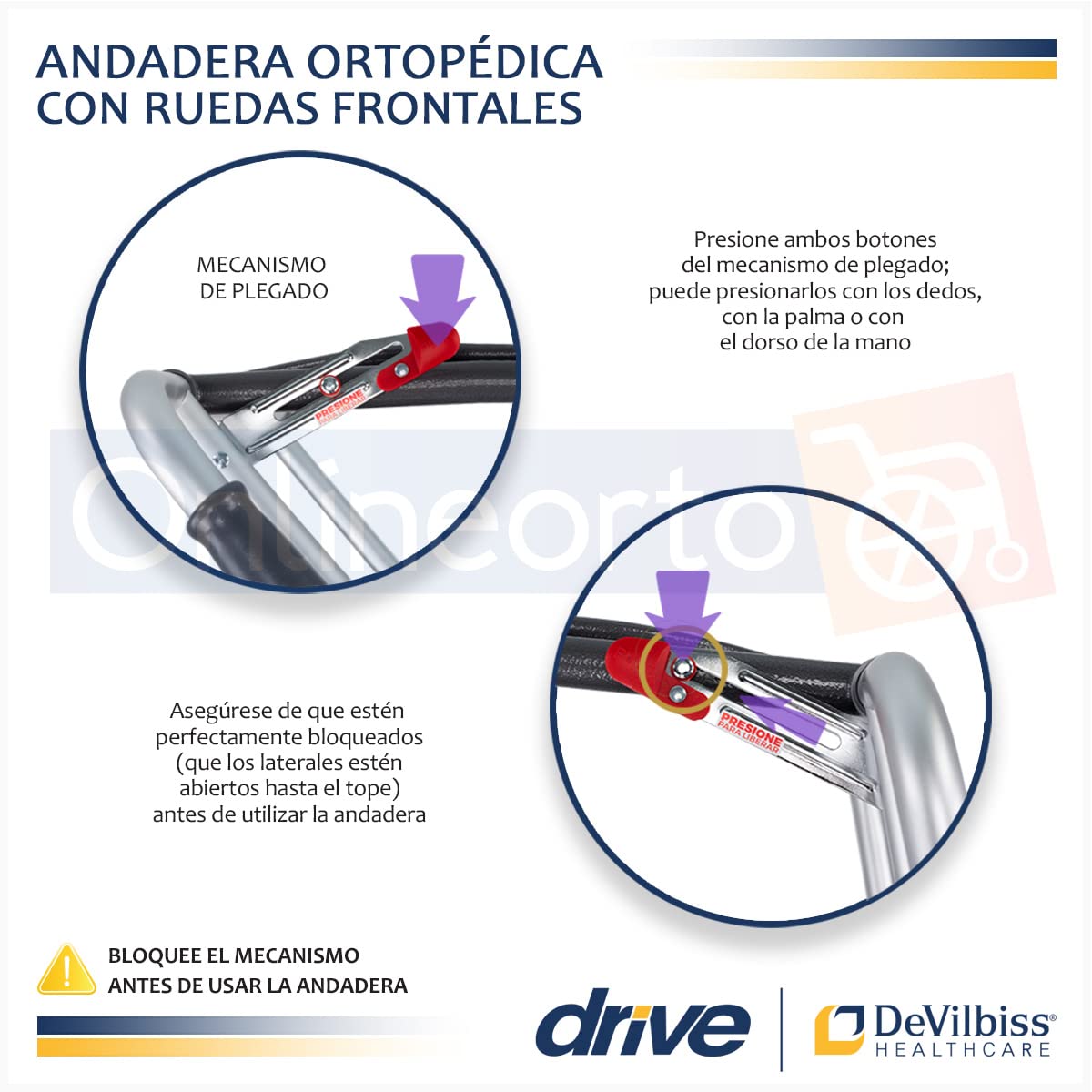 Foto 5 pulgar | Walker Drive Medical Deluxe Plegable Con Ruedas De 5 Cm - Venta Internacional.