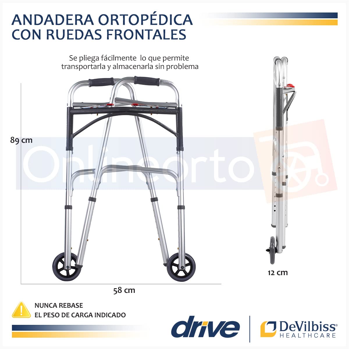 Foto 6 pulgar | Walker Drive Medical Deluxe Plegable Con Ruedas De 5 Cm - Venta Internacional.