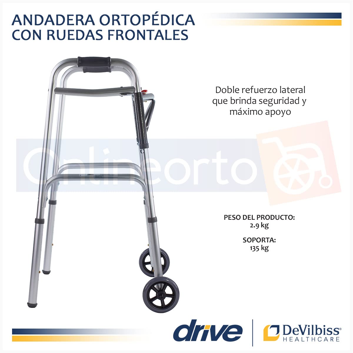 Foto 7 | Walker Drive Medical Deluxe Plegable Con Ruedas De 5 Cm - Venta Internacional.