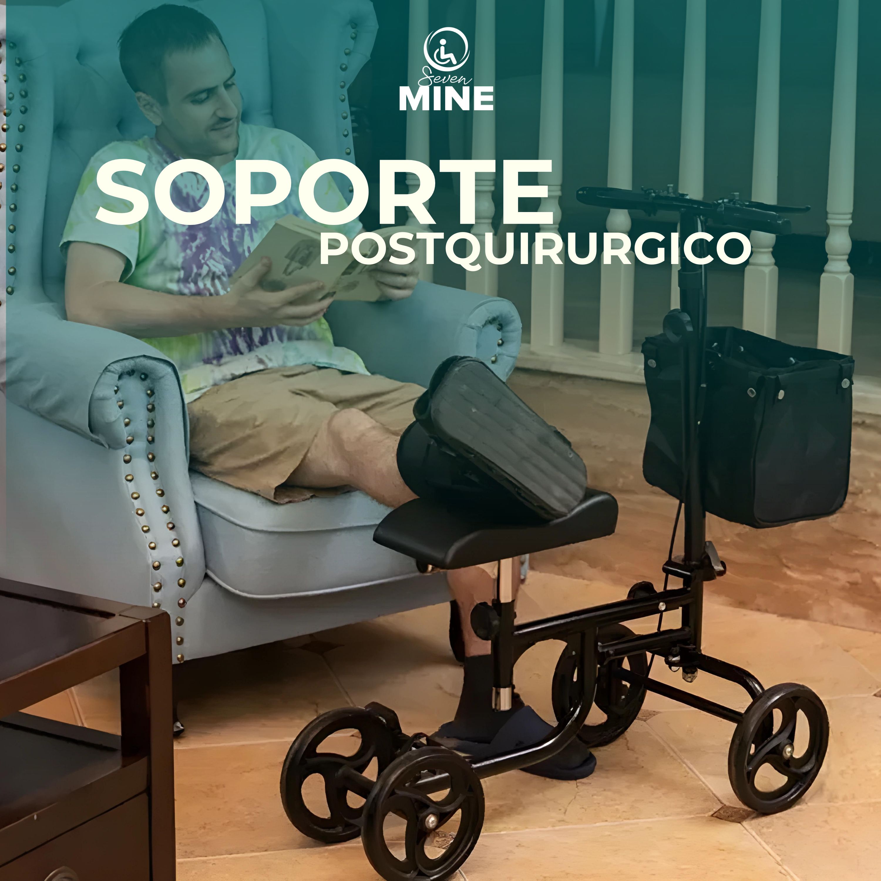 Foto 3 pulgar | Andadera Ortopedica Con Ruedas Para Apoyar La Rodilla Delux Con Bolsa | Plegable