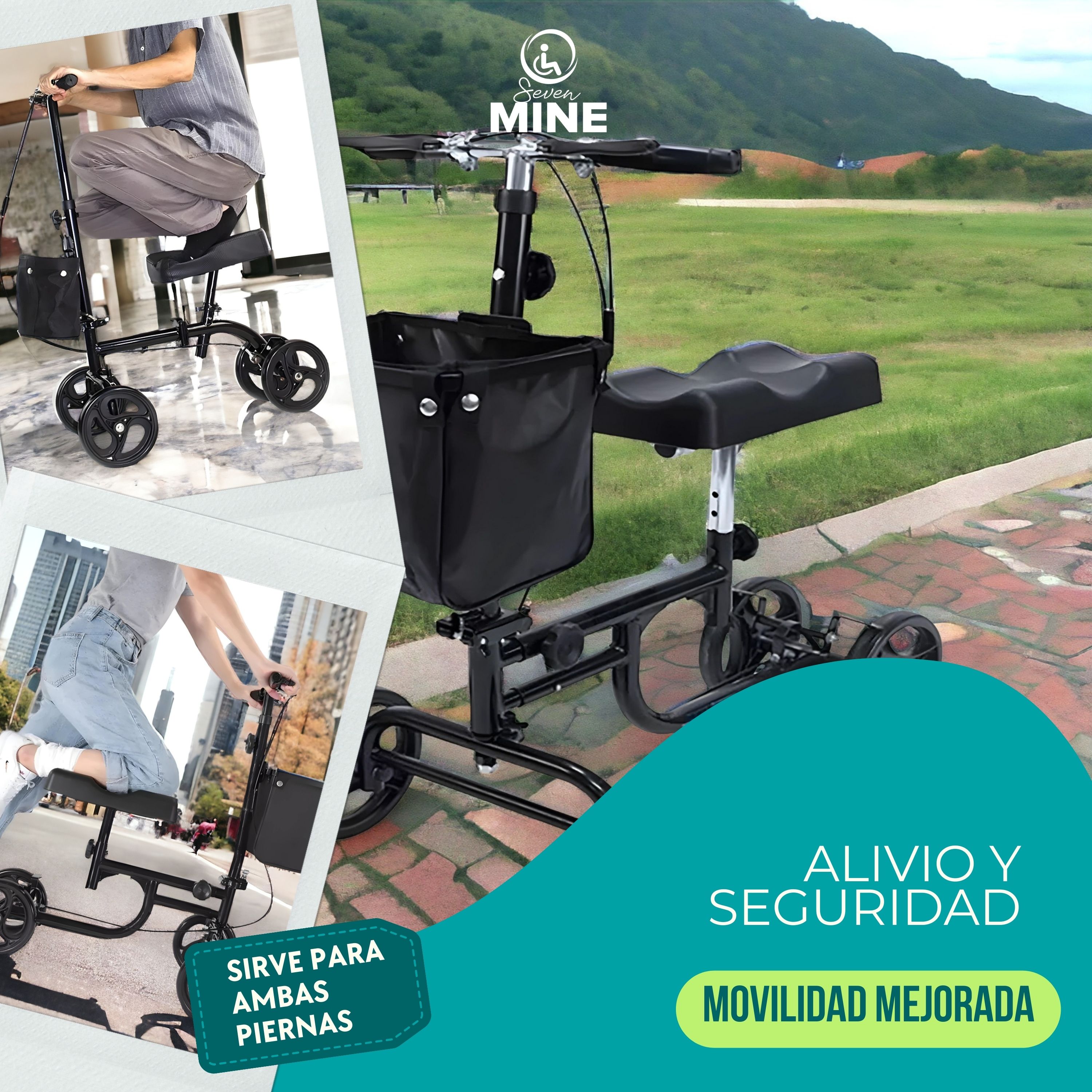 Foto 4 | Andadera Ortopedica Con Ruedas Para Apoyar La Rodilla Delux Con Bolsa | Plegable