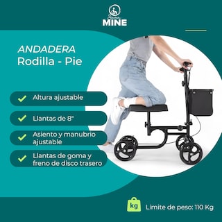 Foto 7 | Andadera Ortopedica Con Ruedas Para Apoyar La Rodilla Delux Con Bolsa | Plegable