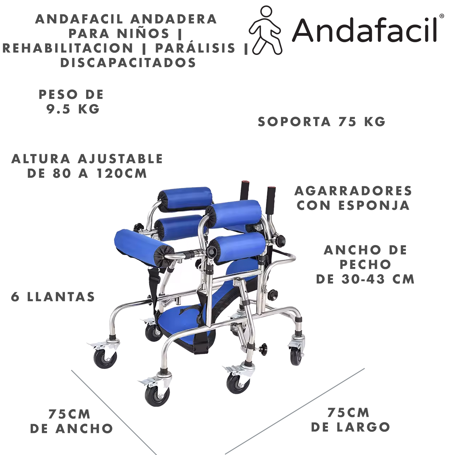 Foto 4 pulgar | Andadera para Niños Andafacil Rehabilitación