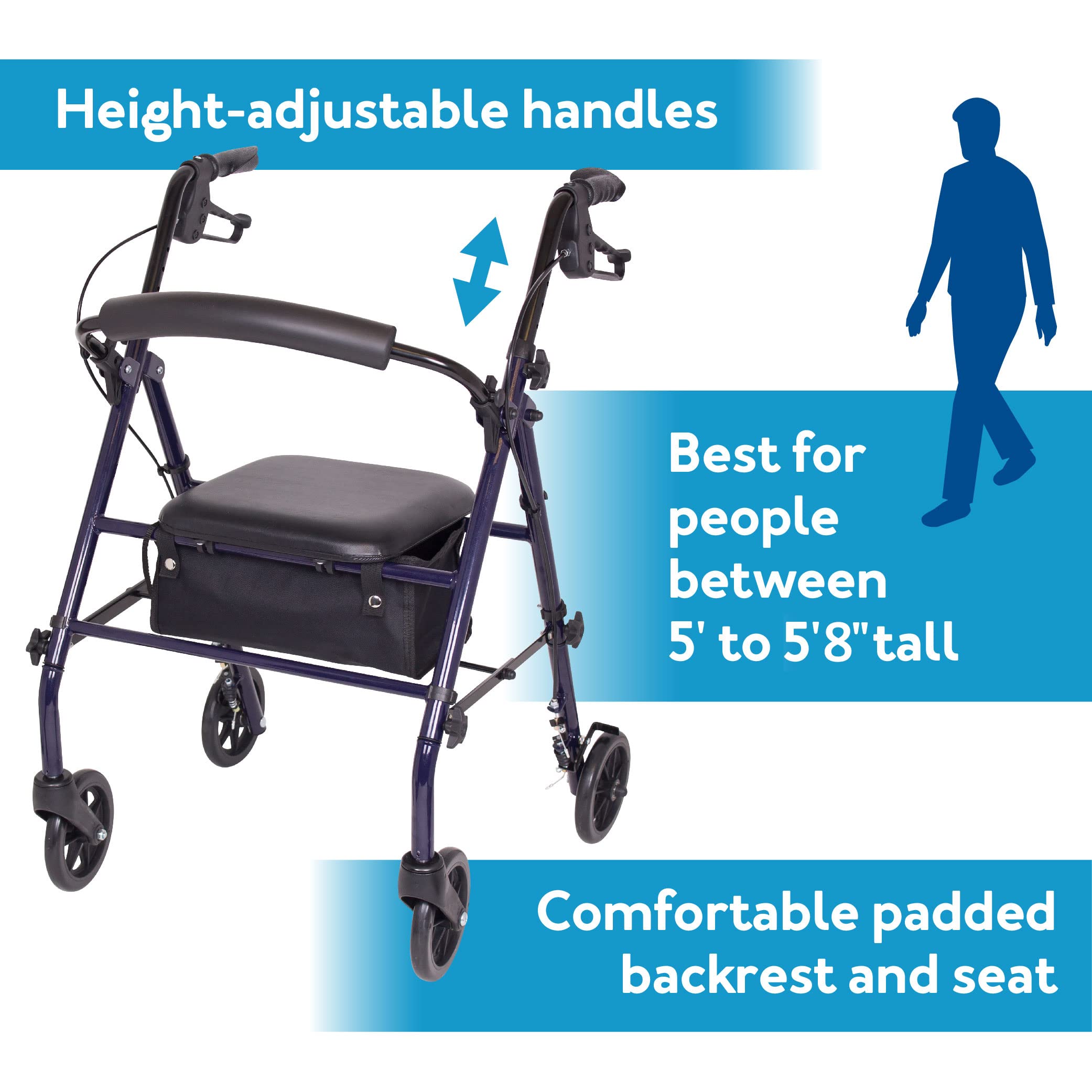 Foto 3 | Rollator Walker Carex Steel Con Asiento Y Ruedas  350 Libras - Venta Internacional.