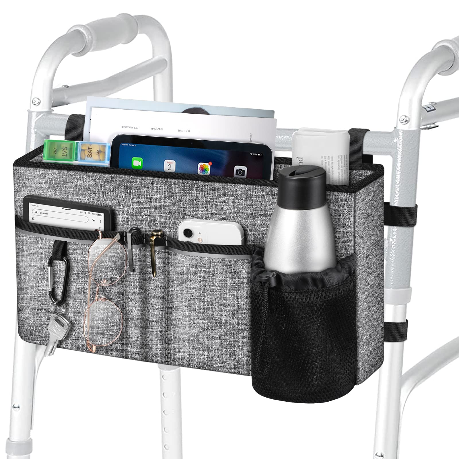 Foto 2 pulgar | Bolsa Walker Finpac Grande Con Portavasos Gris Para Personas Mayores - Venta Internacional.