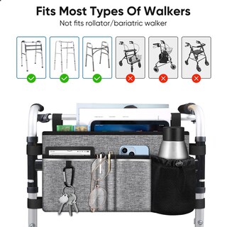 Foto 5 | Bolsa Walker Finpac Grande Con Portavasos Gris Para Personas Mayores - Venta Internacional.