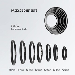 Foto 7 | Juego De Adaptadores De Filtro Step Up Rings Neewer De Aluminio De 49-77 Mm - Venta Internacional.