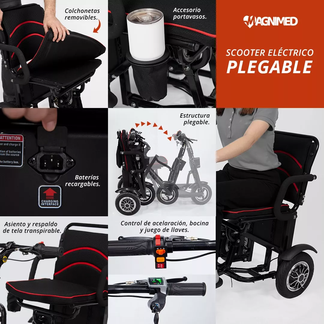 Foto 5 pulgar | Silla de Ruedas Eléctrica Medical Plegable