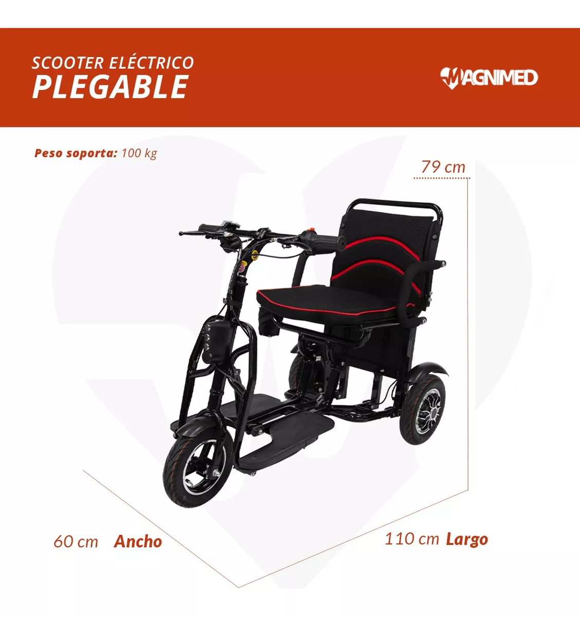 Foto 6 pulgar | Silla de Ruedas Eléctrica Medical Plegable