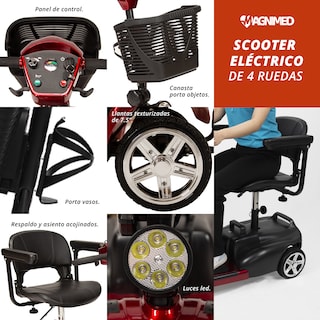 Foto 4 | Silla De Ruedas Scooter De Lujo 4 Ruedas | Respaldo Abatible, Descansabrazos Ajustables Y Abatibles