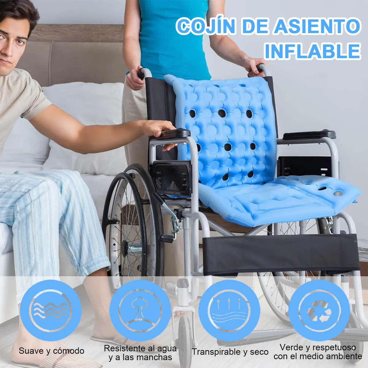 Foto 5 pulgar | Cojin Silla De Ruedas Eo Safe Imports Esi-20071 Azul