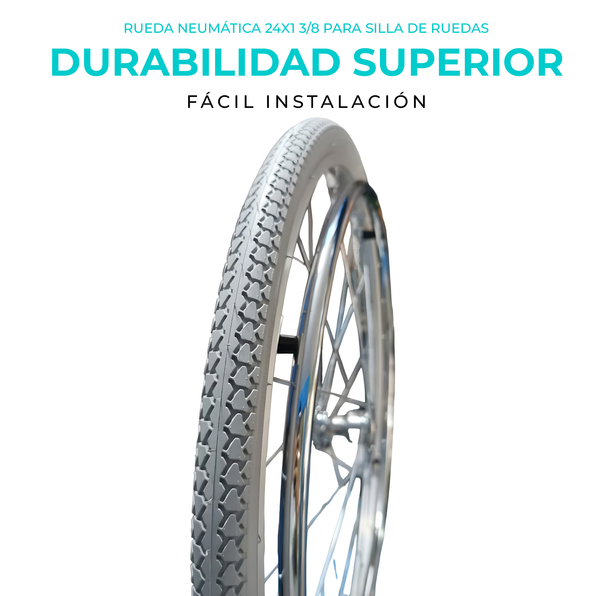 Foto 3 pulgar | Llanta Semineumática para Silla de Ruedas SC Super Confort 24x1 3/8 con Rin de Rayos Aluminio