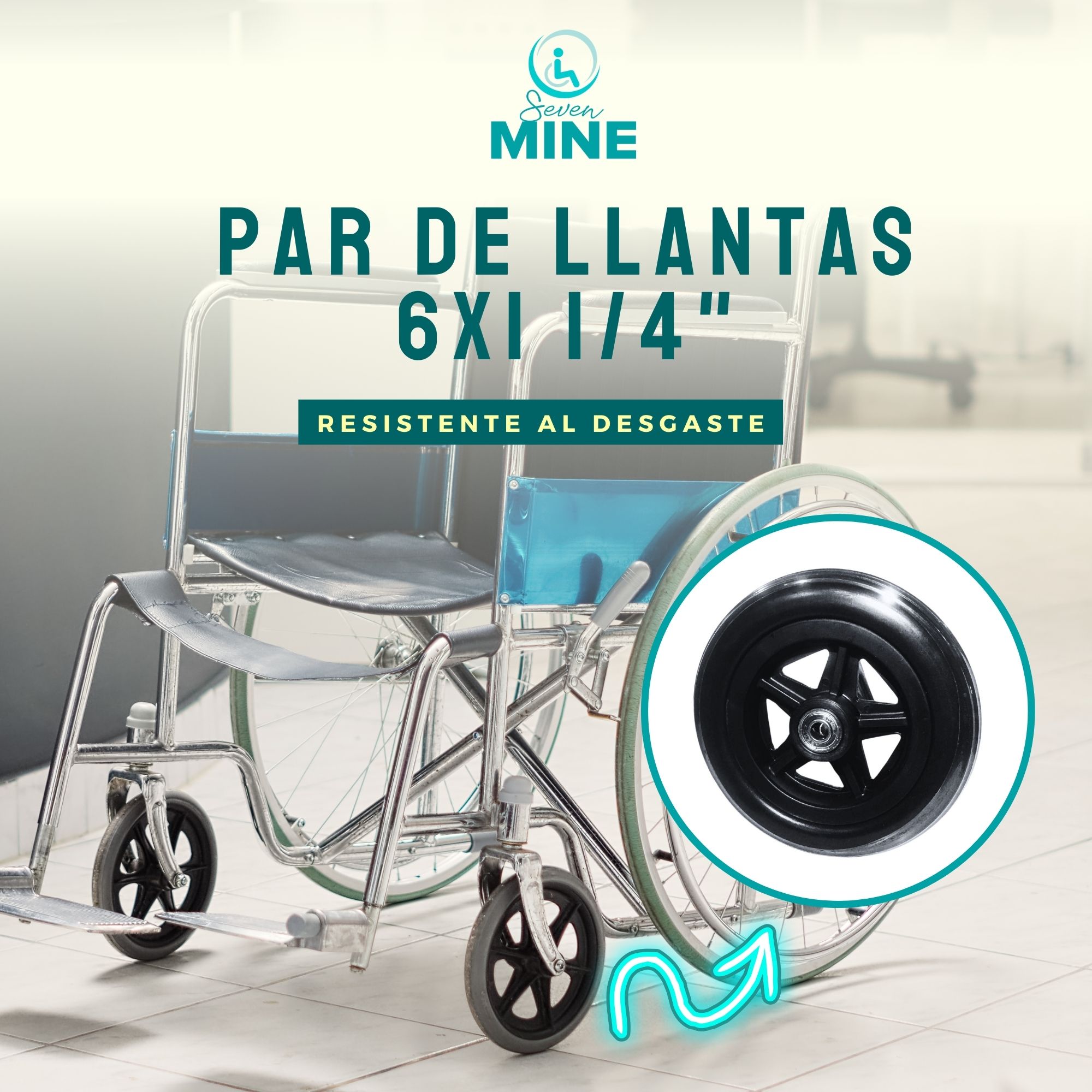 Foto 2 | Par de Llantas 6x1 1/4 Pulgadas para Silla de Ruedas Rollator