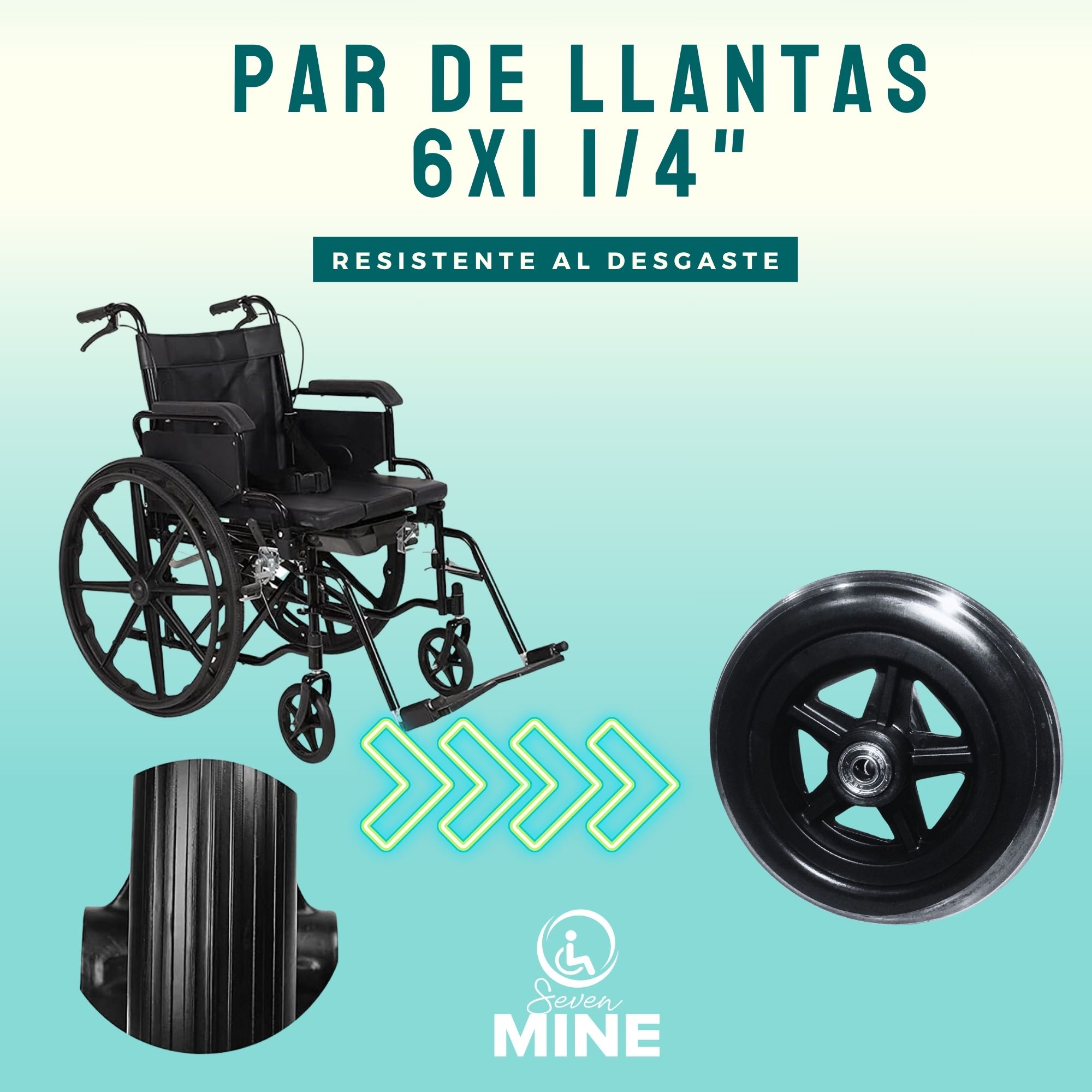 Foto 7 pulgar | Par de Llantas 6x1 1/4 Pulgadas para Silla de Ruedas Rollator