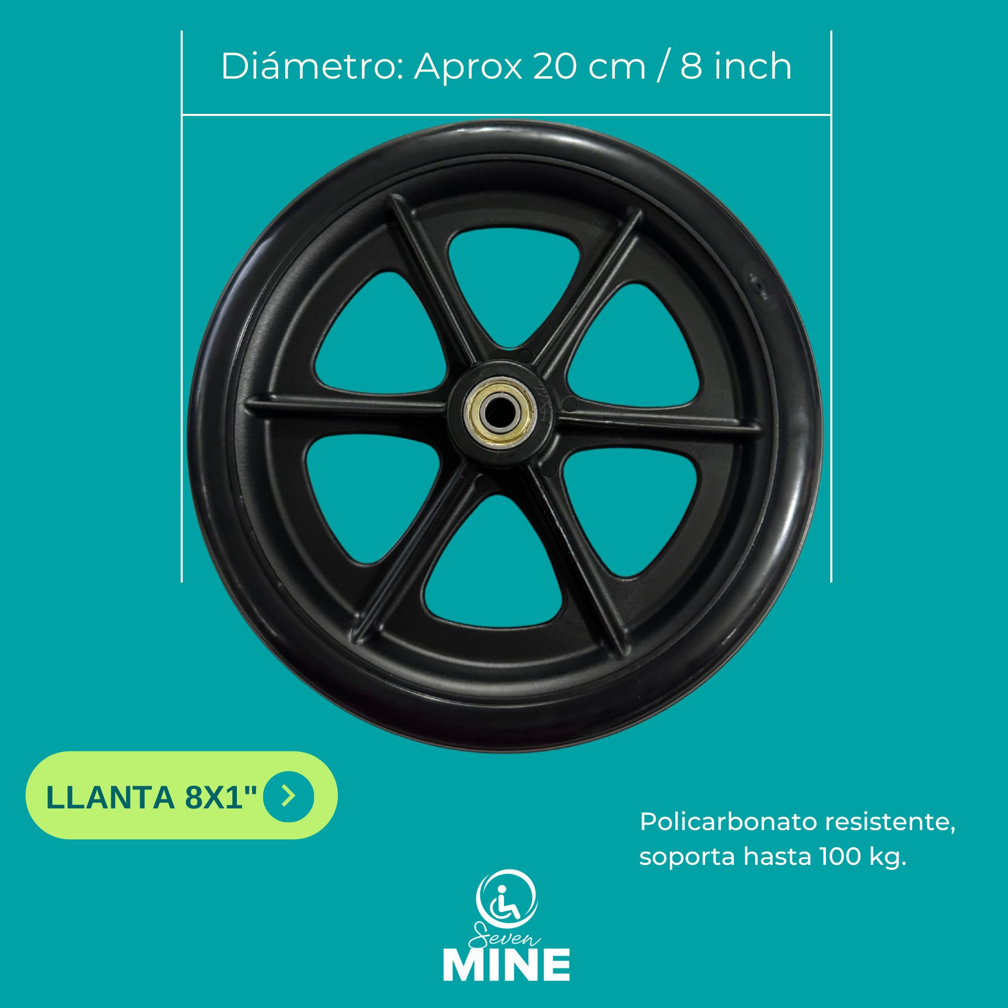 Foto 4 | Par de Llantas Ruedas 8x1 Rollator SC-W8N Refacción para Silla de Ruedas