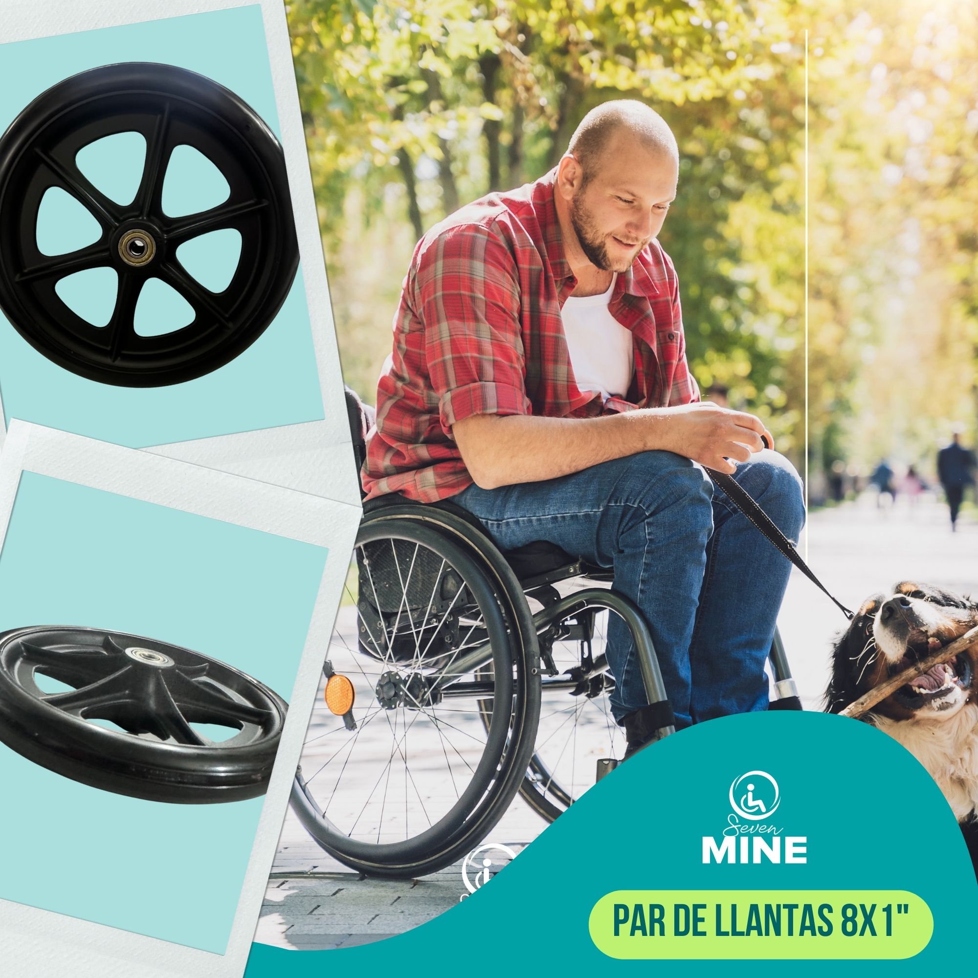 Foto 5 | Par de Llantas Ruedas 8x1 Rollator SC-W8N Refacción para Silla de Ruedas