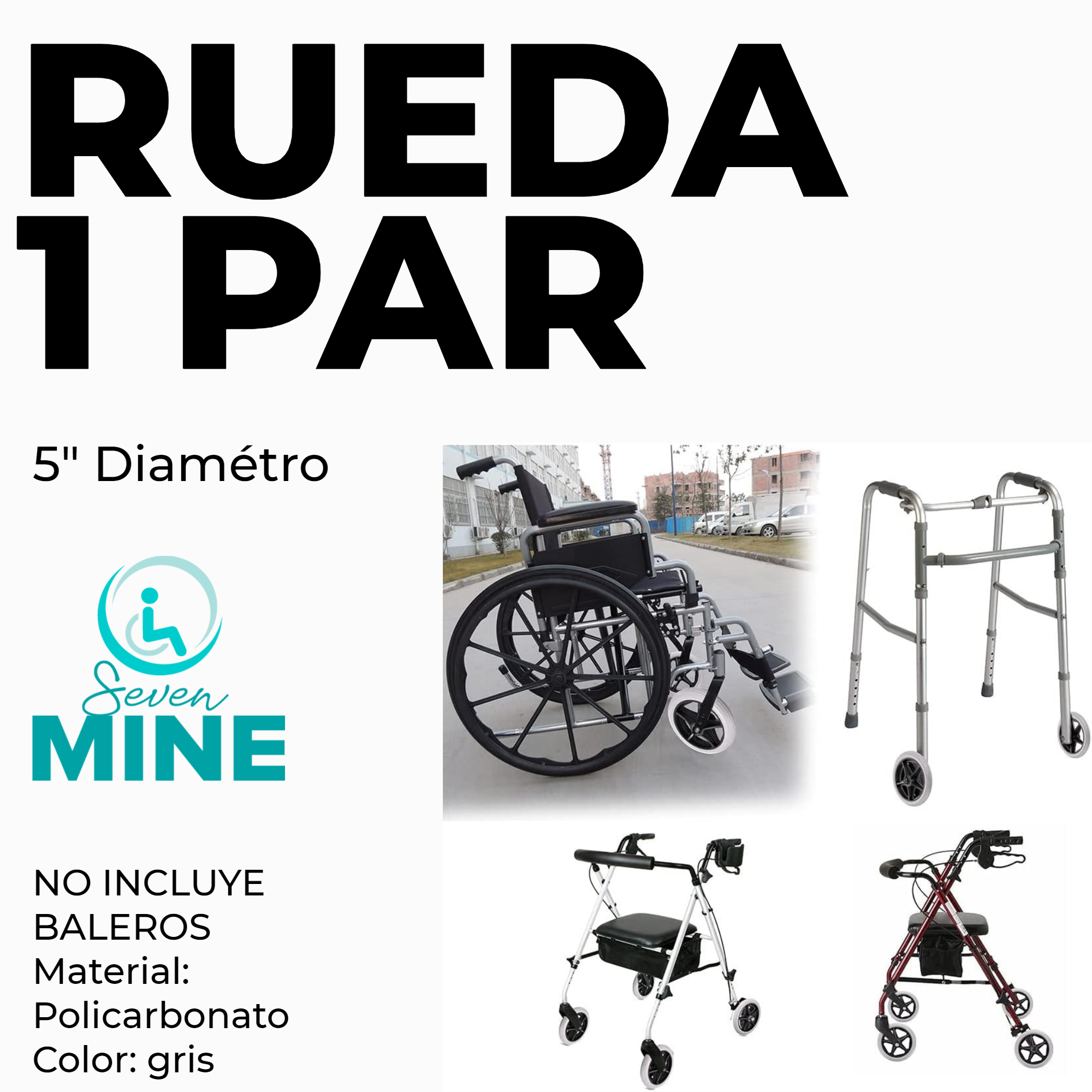 Foto 3 | Par de Llantas Delanteras SC Super Confort SM-SC-W5G para Silla de Ruedas 5x1 Pulgadas