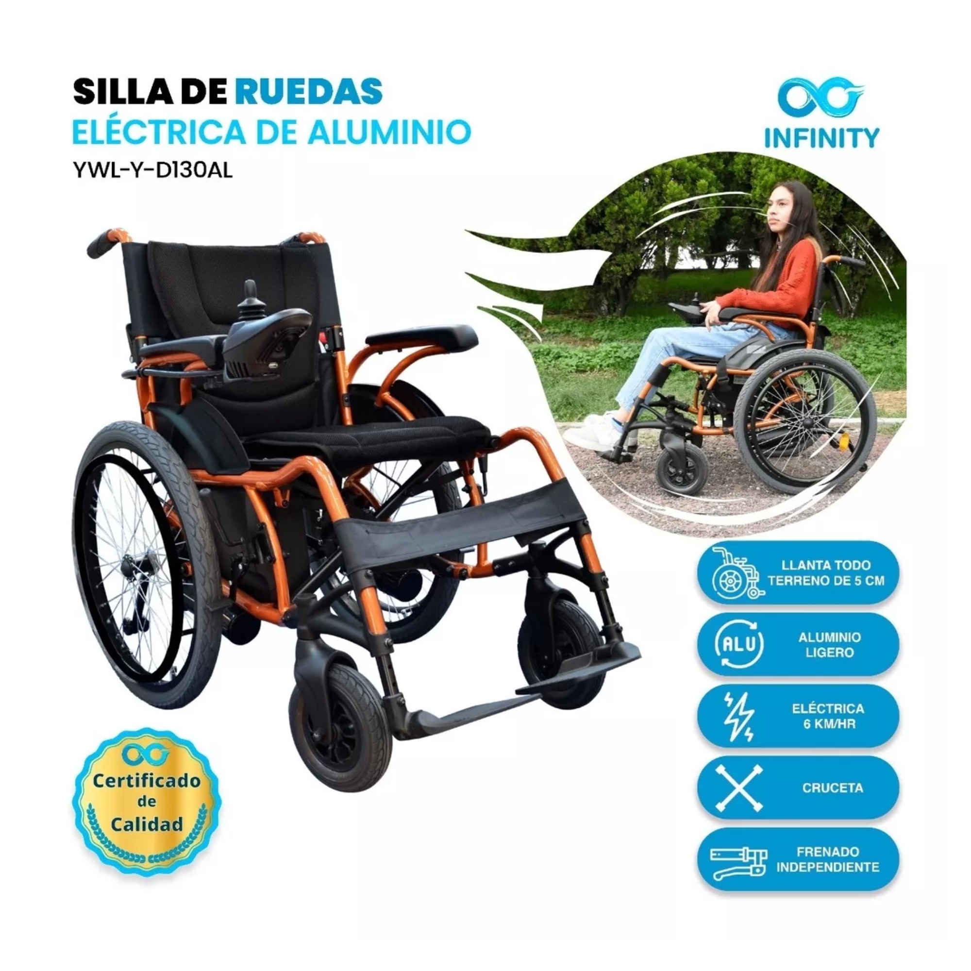 Foto 3 pulgar | Silla De Ruedas Eléctrica Todo Terreno Ultraligera Plegable