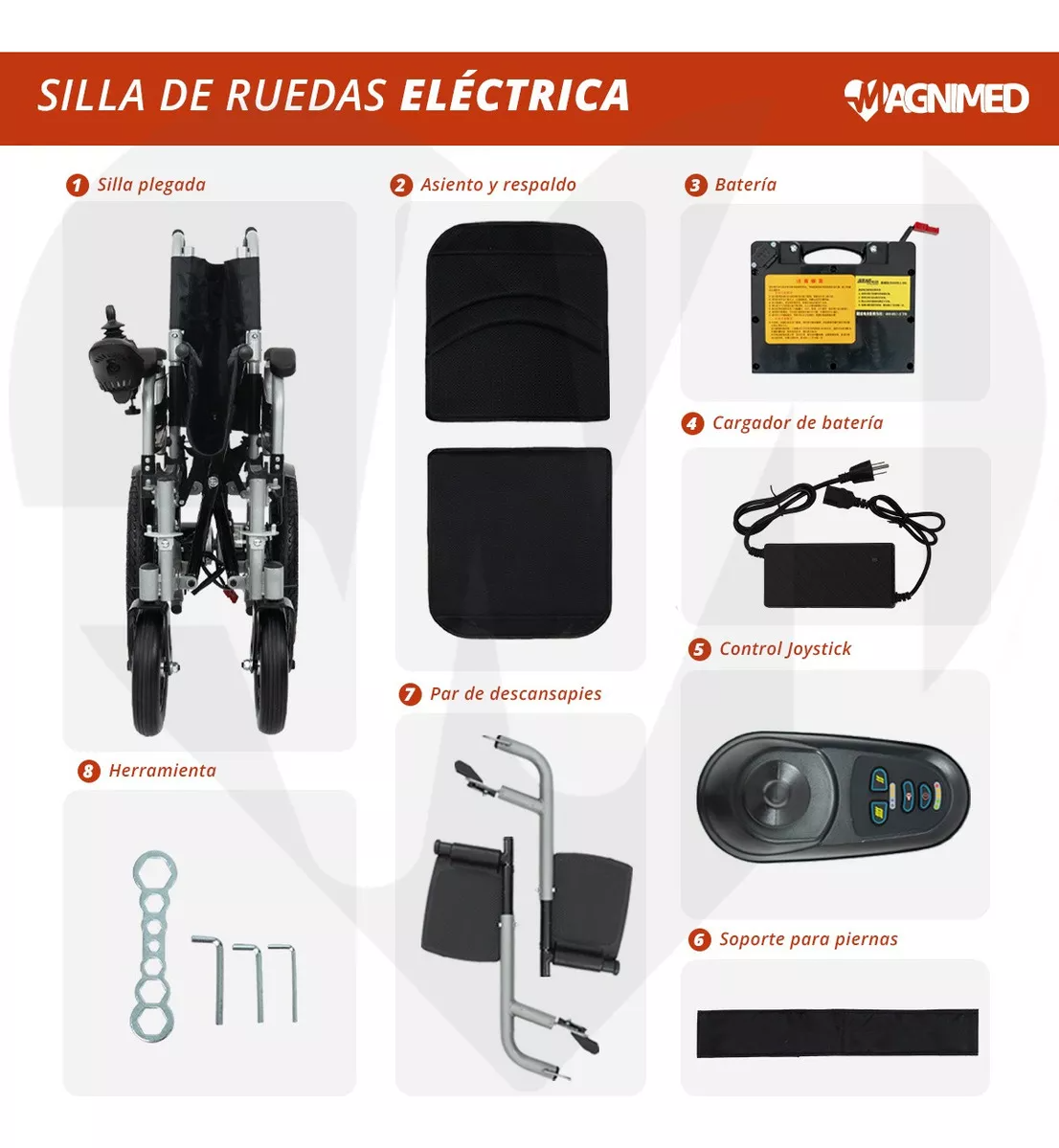 Foto 4 | Silla De Ruedas Eléctrica Plegable | Recargable, Todo Terreno, Respaldo Y Descansa Brazos Plegables
