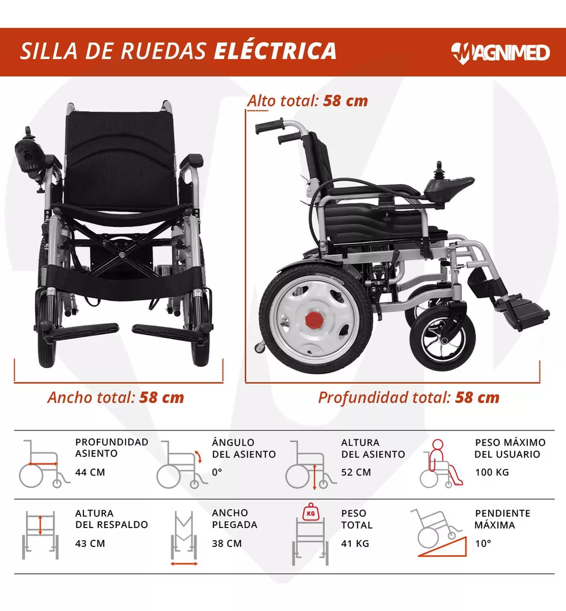 Foto 6 pulgar | Silla De Ruedas Eléctrica Plegable | Recargable, Todo Terreno, Respaldo Y Descansa Brazos Plegables