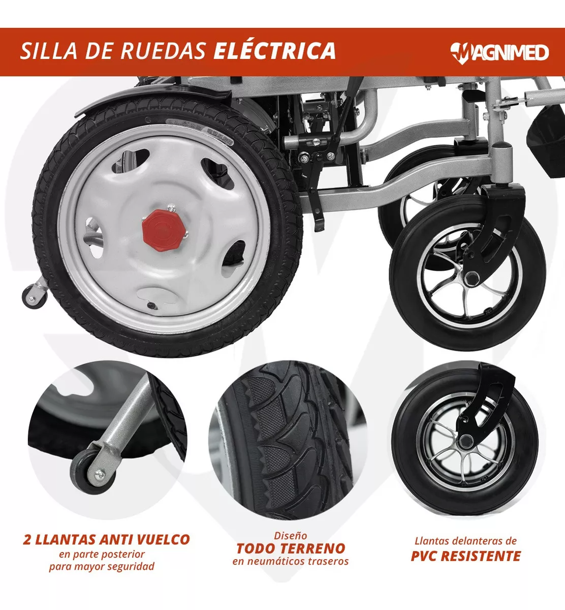 Foto 7 pulgar | Silla De Ruedas Eléctrica Plegable | Recargable, Todo Terreno, Respaldo Y Descansa Brazos Plegables