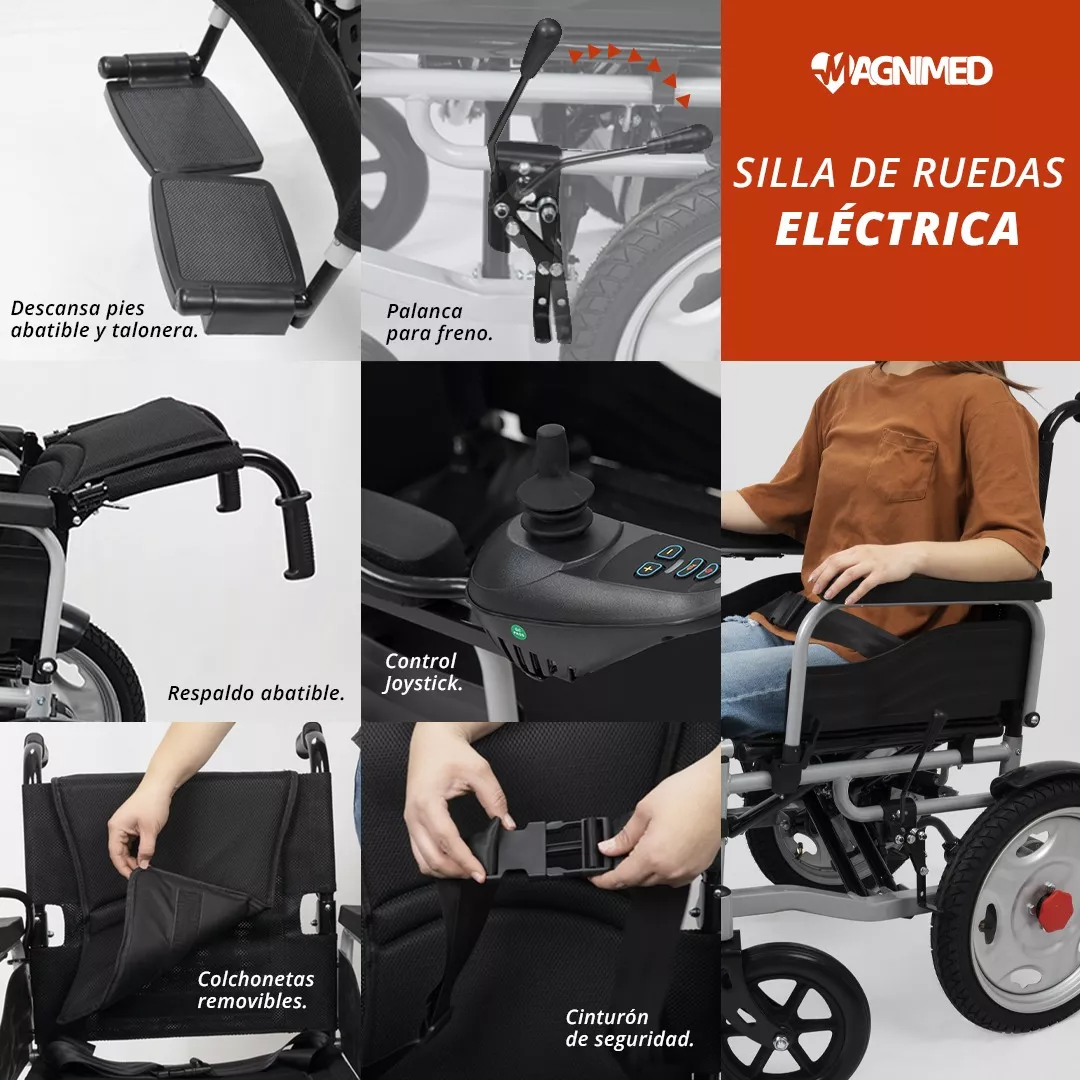 Foto 7 | Silla De Ruedas Eléctrica Plegable | Recargable, Todo Terreno, Respaldo Y Descansa Brazos Plegables