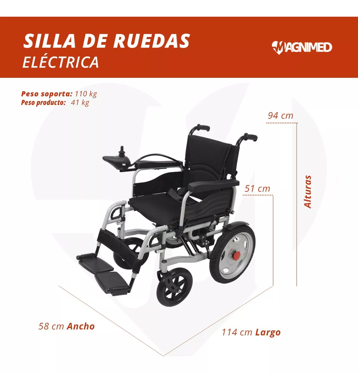 Foto 9 pulgar | Silla De Ruedas Eléctrica Plegable | Recargable, Todo Terreno, Respaldo Y Descansa Brazos Plegables