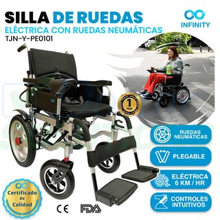 Foto 2 | Silla De Ruedas Eléctrica Todo Terreno Neumática Infinity, Plegable, Color Negro, Ambidiestra