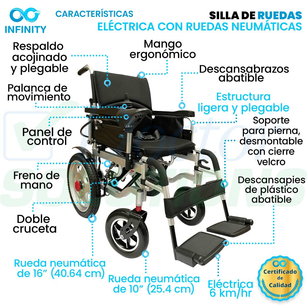 Foto 4 pulgar | Silla De Ruedas Eléctrica Todo Terreno Neumática Infinity, Plegable, Color Negro, Ambidiestra