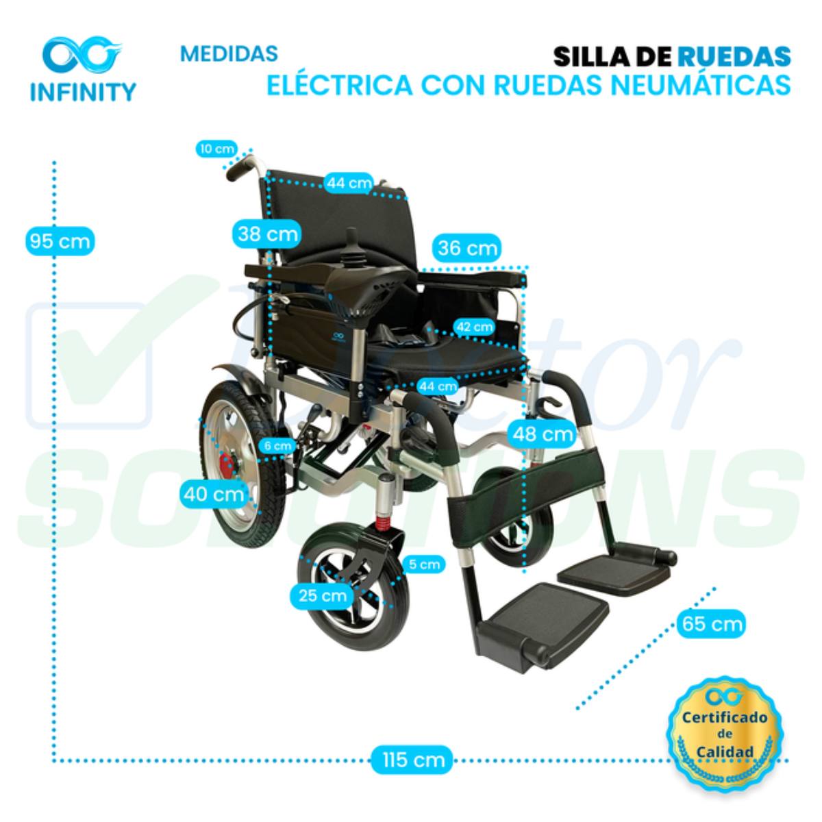 Foto 5 pulgar | Silla De Ruedas Eléctrica Todo Terreno Neumática Infinity, Plegable, Color Negro, Ambidiestra