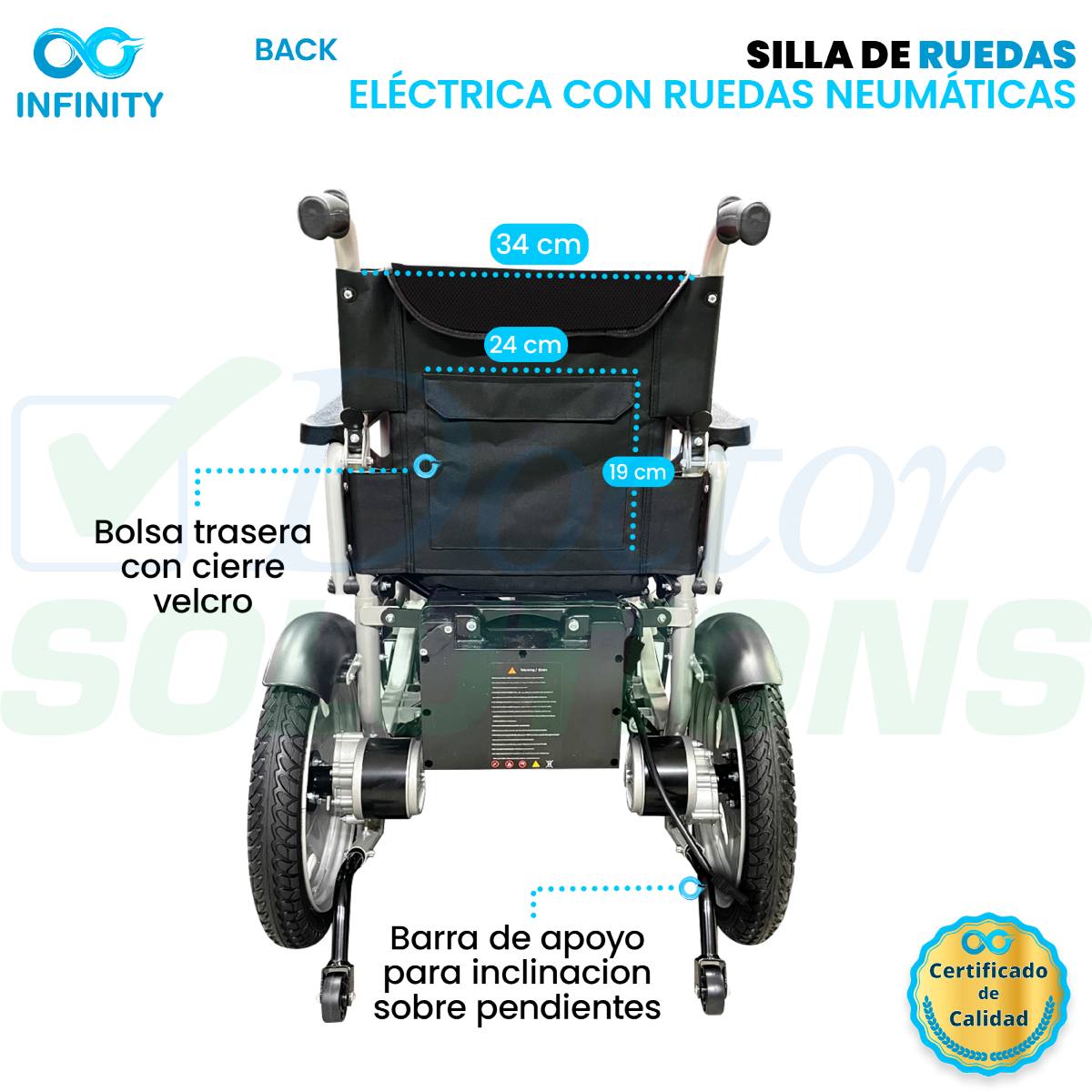 Foto 6 pulgar | Silla De Ruedas Eléctrica Todo Terreno Neumática Infinity, Plegable, Color Negro, Ambidiestra
