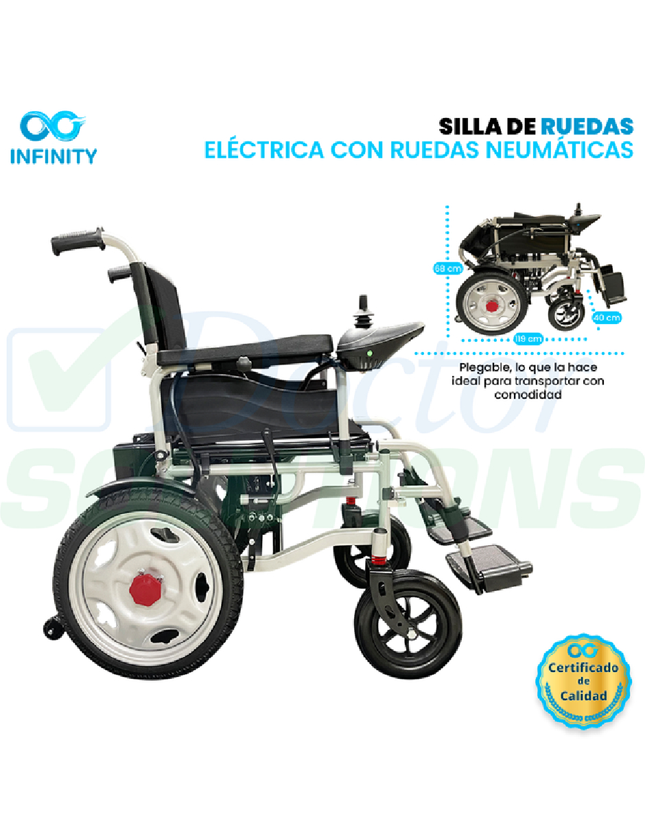 Foto 6 | Silla De Ruedas Eléctrica Todo Terreno Neumática Infinity, Plegable, Color Negro, Ambidiestra