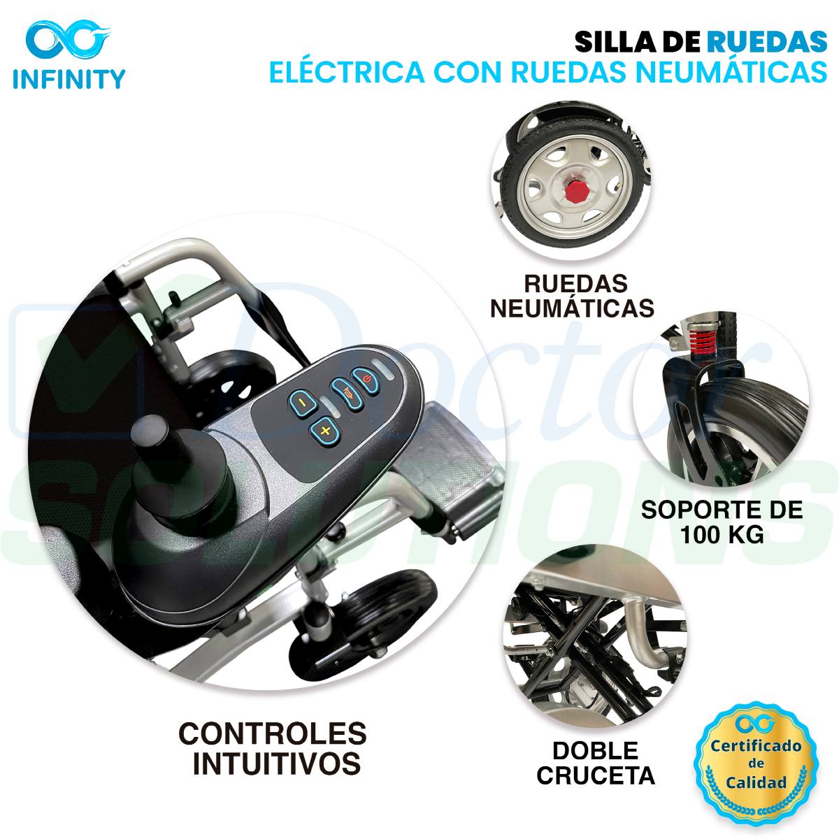 Foto 8 pulgar | Silla De Ruedas Eléctrica Todo Terreno Neumática Infinity, Plegable, Color Negro, Ambidiestra