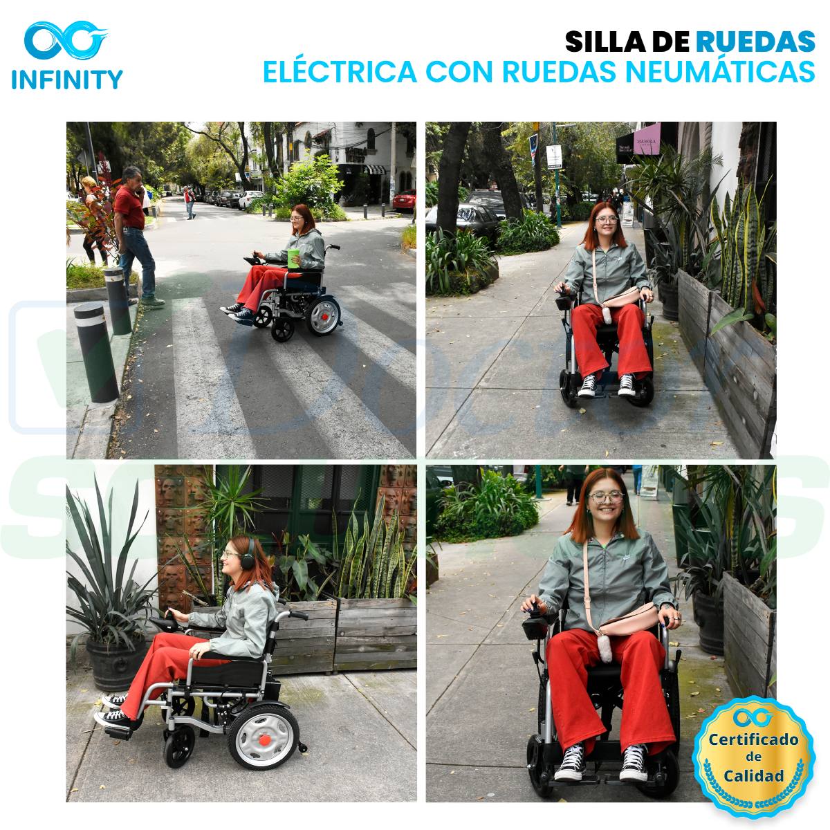Foto 9 pulgar | Silla De Ruedas Eléctrica Todo Terreno Neumática Infinity, Plegable, Color Negro, Ambidiestra