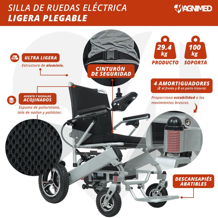 Foto 5 pulgar | Silla De Ruedas Eléctrica Plegable | Compacta, Todo Terreno, Estructura De Aluminio, Respaldo Acojinado, Contro