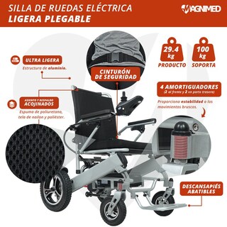 Foto 4 | Silla De Ruedas Eléctrica Plegable | Compacta, Todo Terreno, Estructura De Aluminio, Respaldo Acojinado, Contro