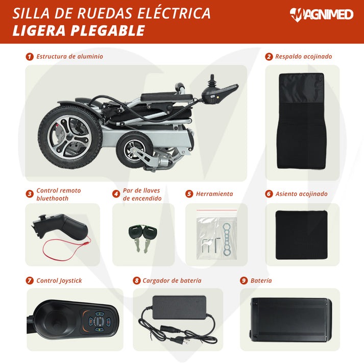 Foto 5 | Silla De Ruedas Eléctrica Plegable | Compacta, Todo Terreno, Estructura De Aluminio, Respaldo Acojinado, Contro
