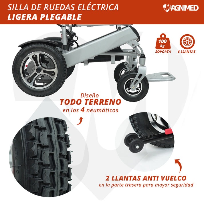 Foto 6 | Silla De Ruedas Eléctrica Plegable | Compacta, Todo Terreno, Estructura De Aluminio, Respaldo Acojinado, Contro