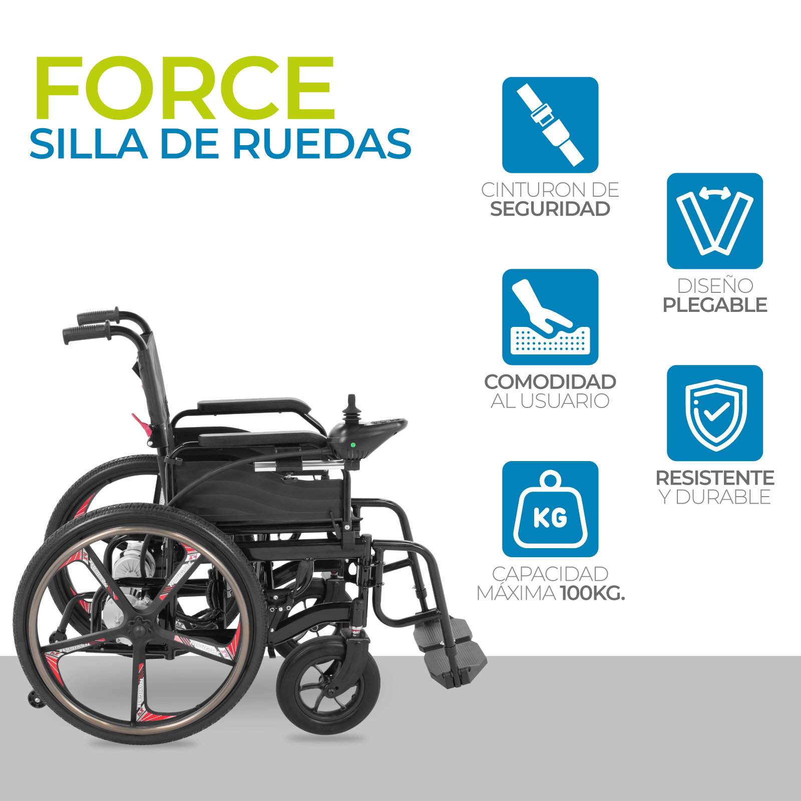 Foto 5 | Silla de Ruedas Onof Electrica Force Funcional Negro