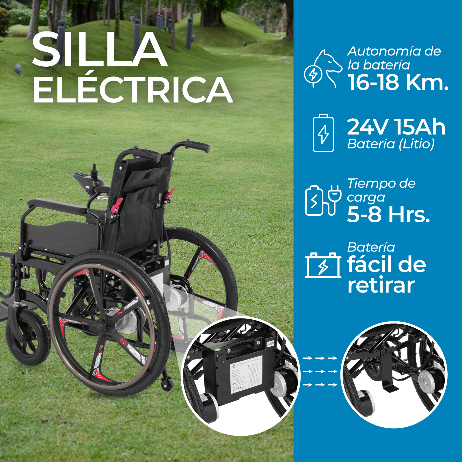 Foto 7 pulgar | Silla de Ruedas Onof Electrica Force Funcional Negro