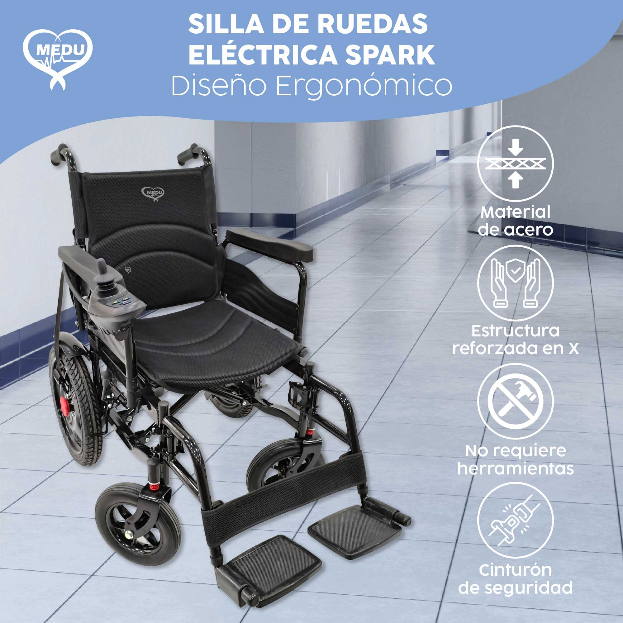 Foto 3 pulgar | Silla De Ruedas Eléctrica Spark Medu – Potencia Y Resistencia En Diseño Compacto