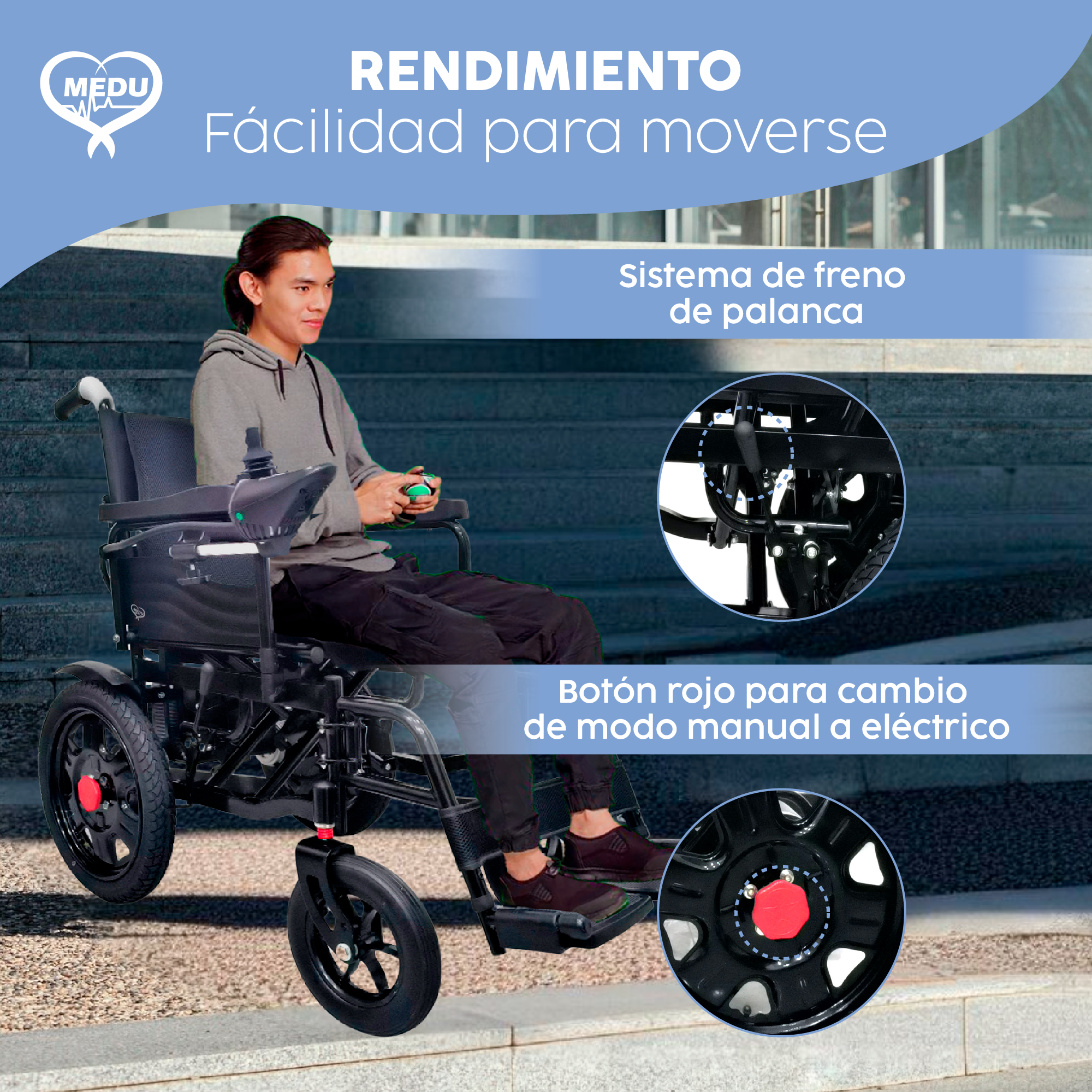 Foto 7 pulgar | Silla De Ruedas Eléctrica Spark Medu – Potencia Y Resistencia En Diseño Compacto