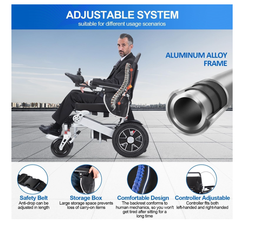 Foto 5 pulgar | Silla de Ruedas Eléctrica Ligera Todo Terreno con 20 Millas de Alcance y Soporte 150kg