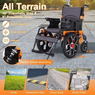 Foto 3 | Silla de Ruedas Eléctrica AIJIA EW8014 Todo Terreno Plegable con Doble Motor de 250W y 150 kg de Soporte